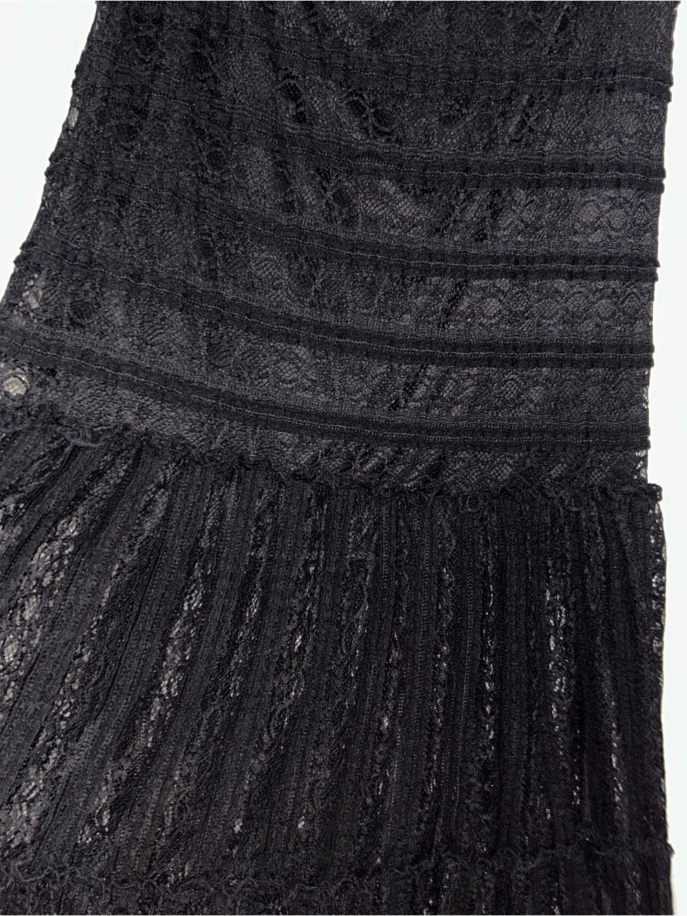 Women's Black Lace Fringe Maxi Skirt - Picture 4 of 6